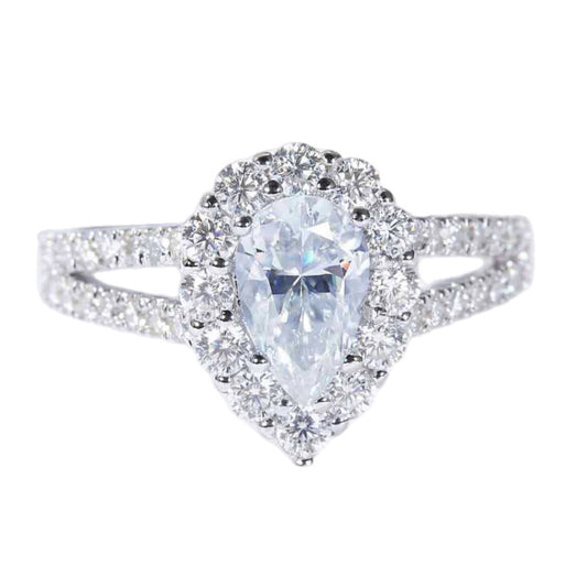 Moissanite Pear Sterling Silver Solitaire Ring