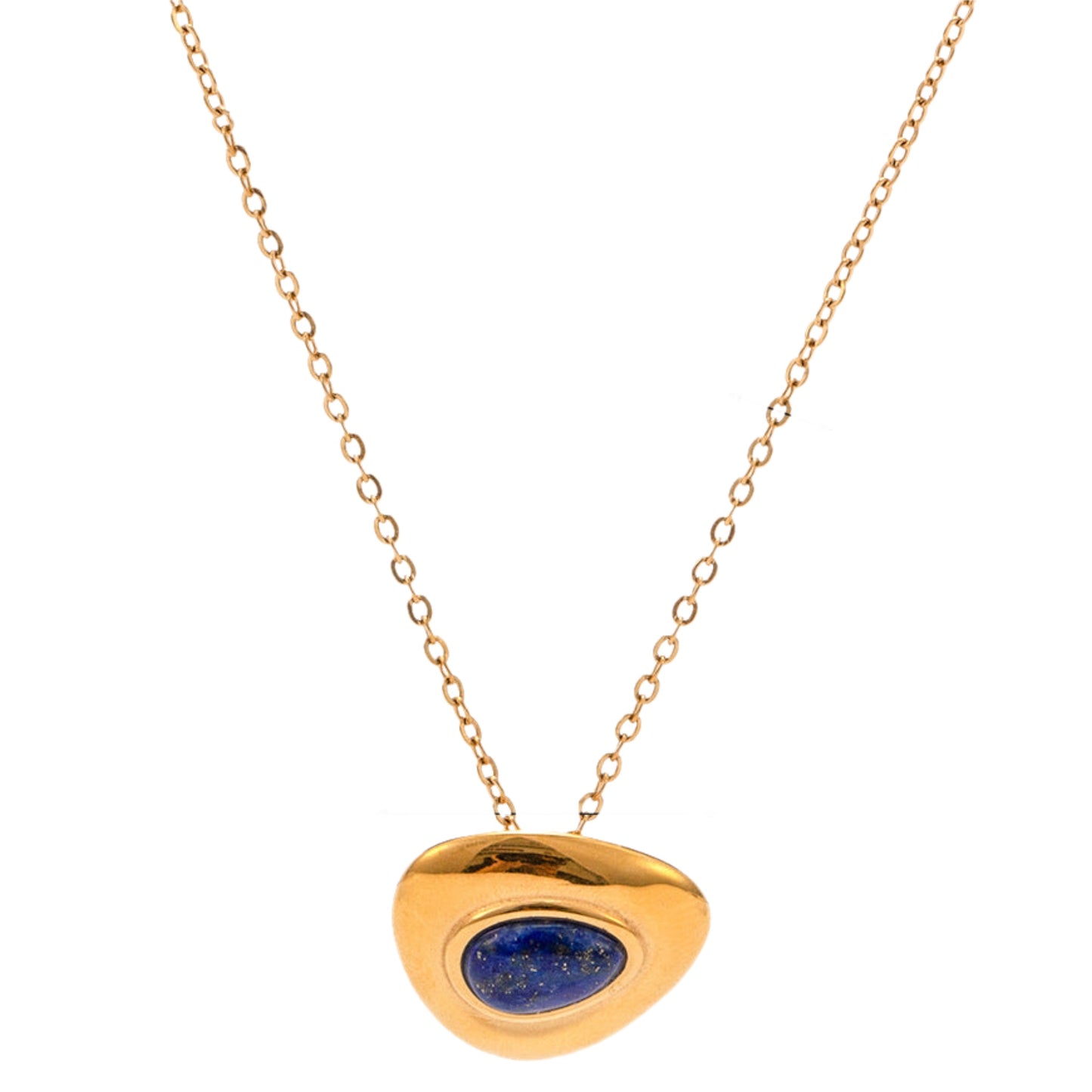 Lapis Lazuli Gold or Silver Steel Gemstone Charm Necklace