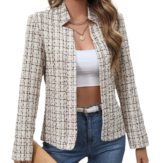 Plaid Open Front Blazer