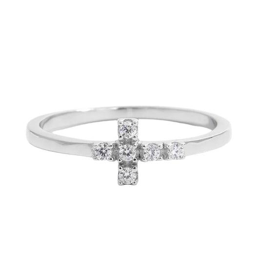 925 Sterling Silver CZ Cross Ring