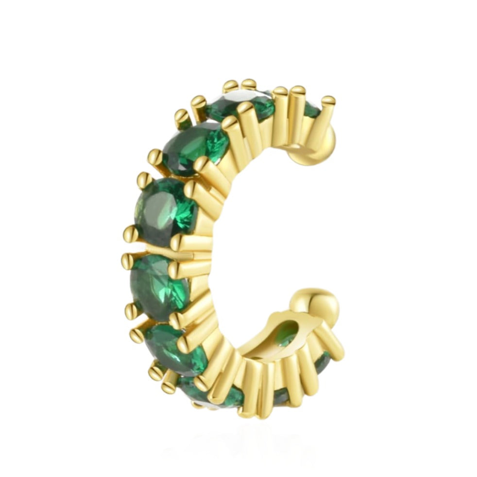 Gemstone Radiance Huggie Cuff Earring