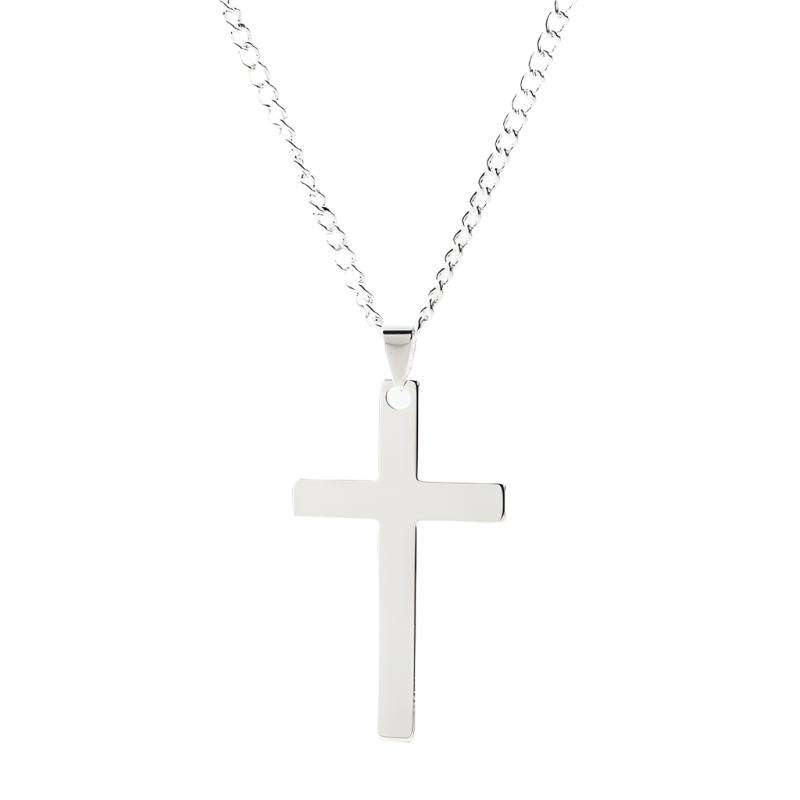 Gold, Silver or Black Steel Cross Charm Necklace