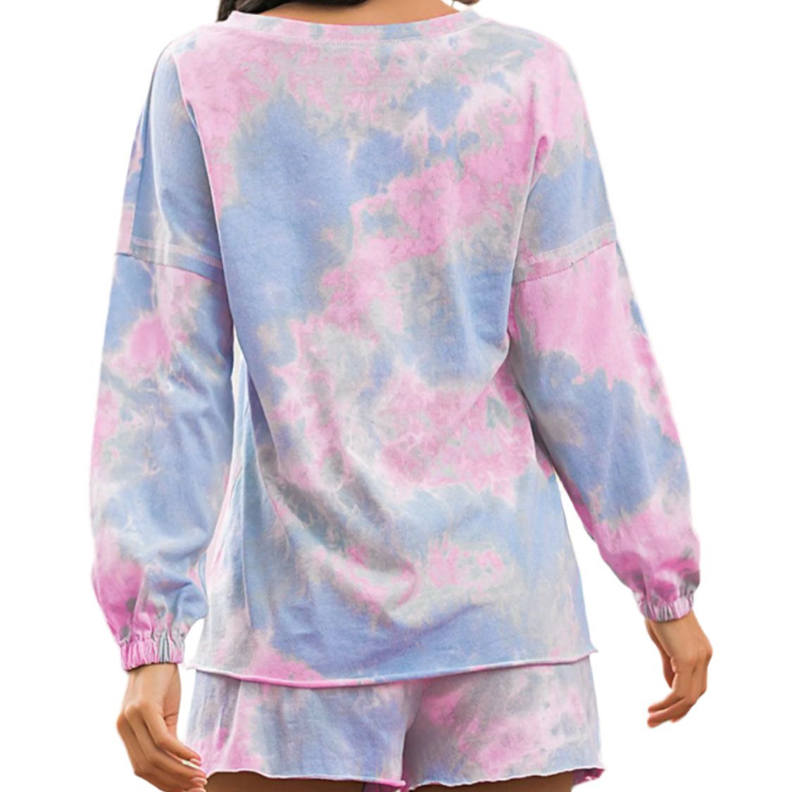 Tie-Dye Long Sleeve Top & Shorts Lounge Set