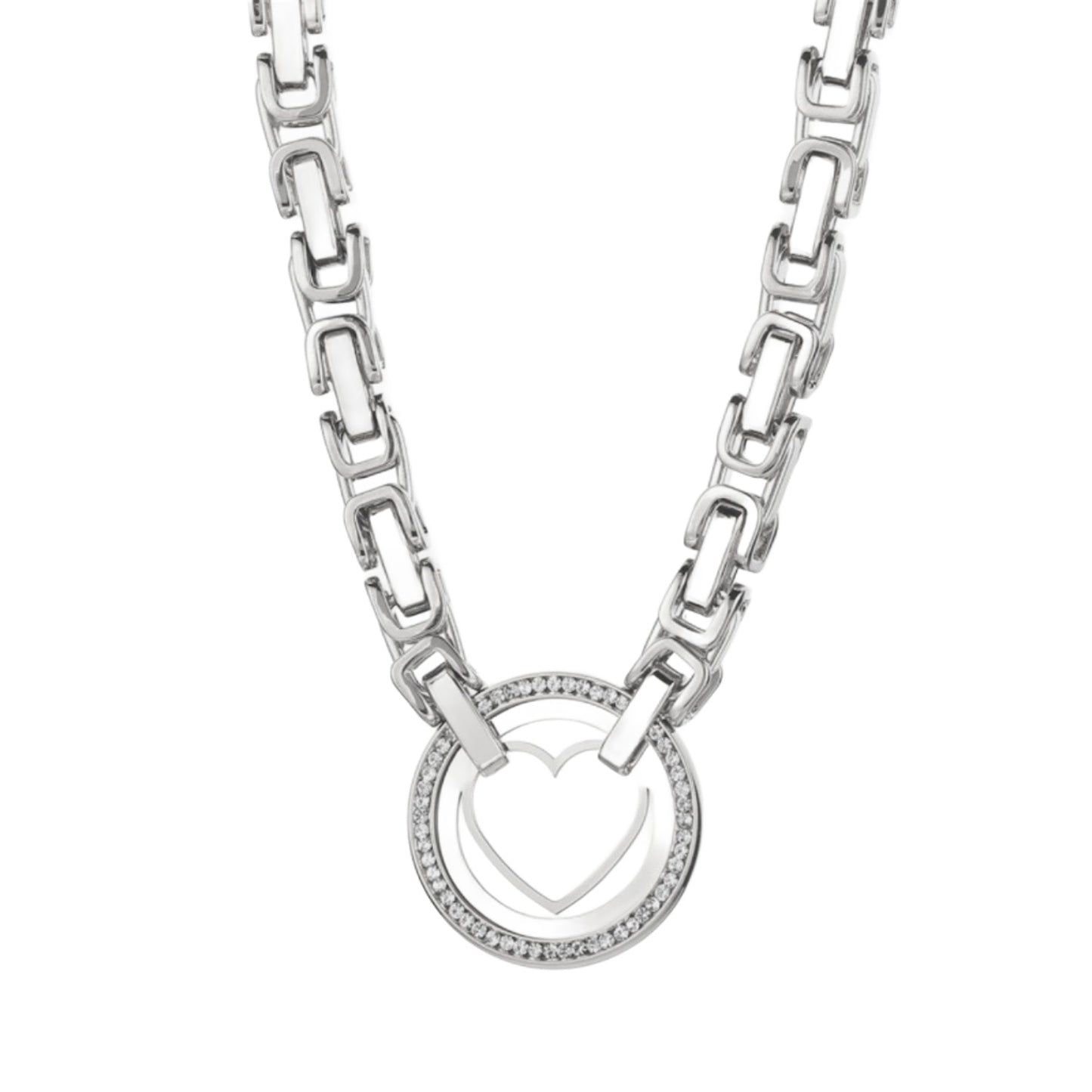 Radiant Love Zircon-Encrusted Heart Pendant Necklace