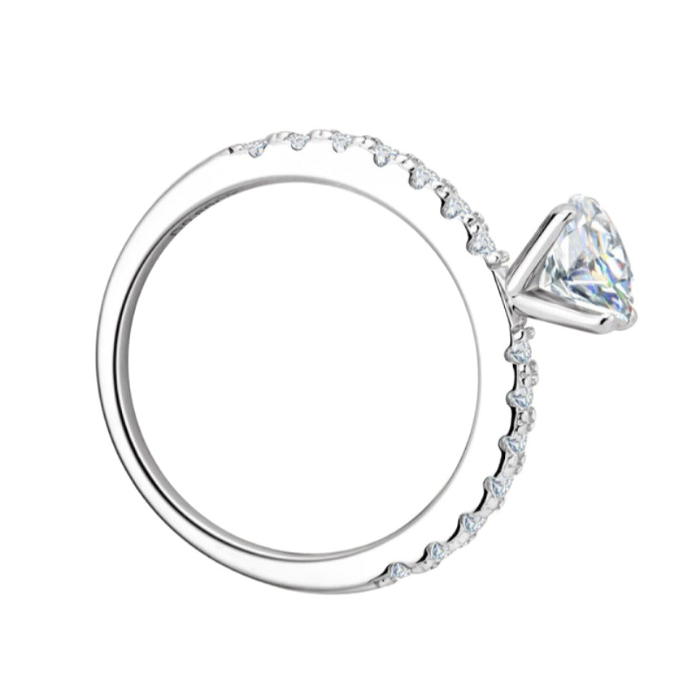 Moissanite Platinum-Plated Side Stone Ring