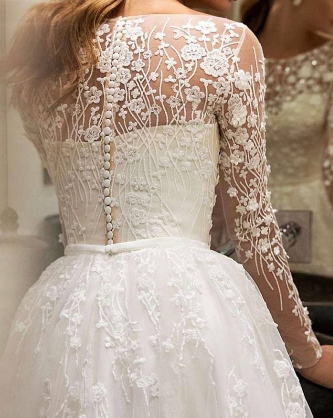 Long Sleeve Bridal Gown with Lace Detailing