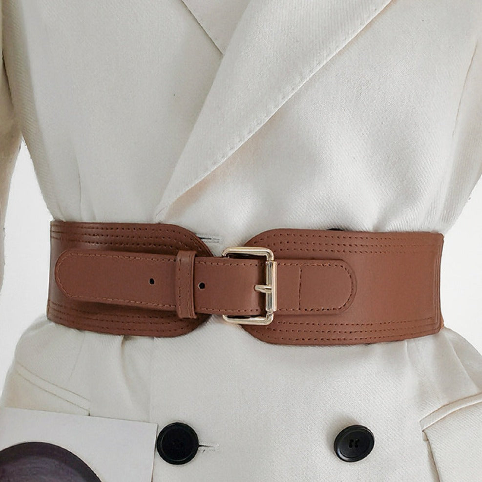 Elastic Wide Vegan Leather Belt