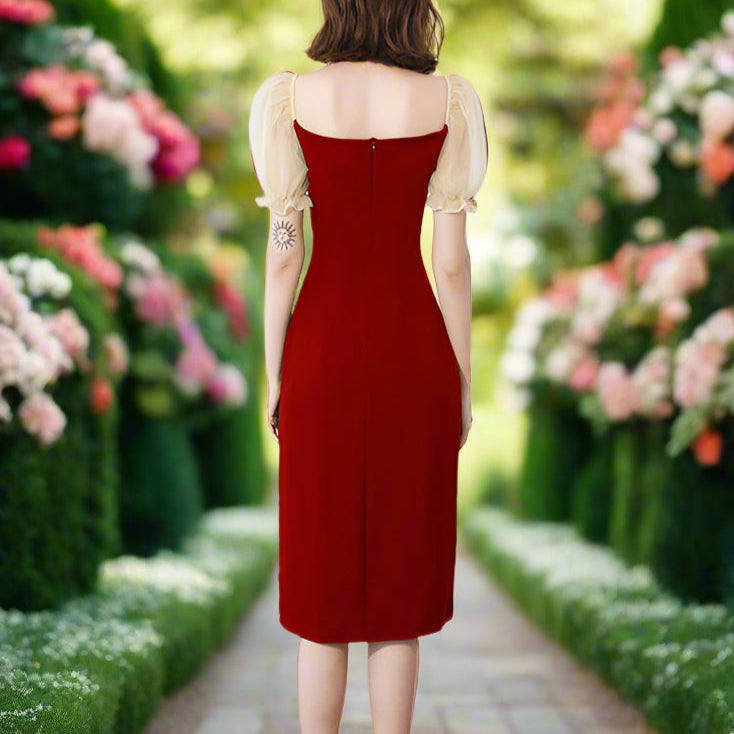 Burgundy Mid Length Dress