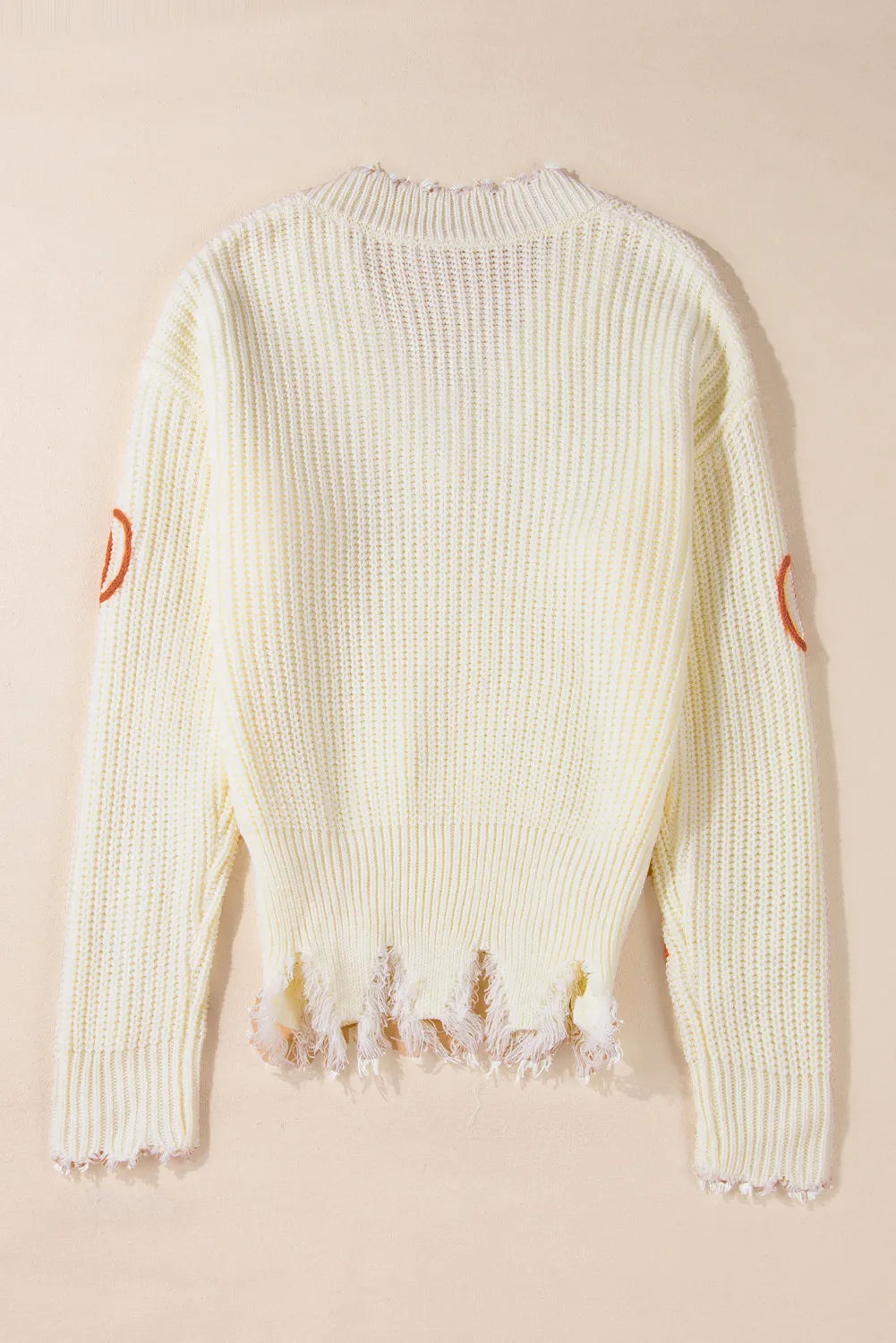 Raw Hem Pumpkin V-Neck Sweater