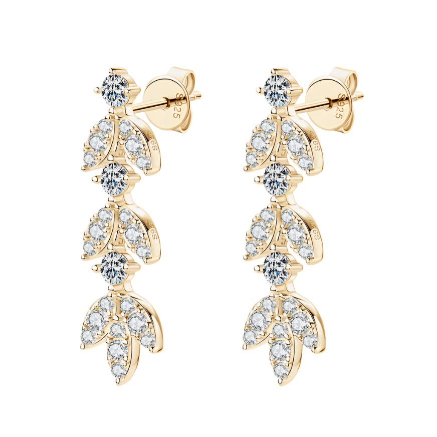 925 Sterling Silver Moissanite Leaf Earrings