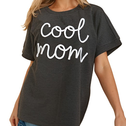 Cool Mom Pop Up Letter Knit Top