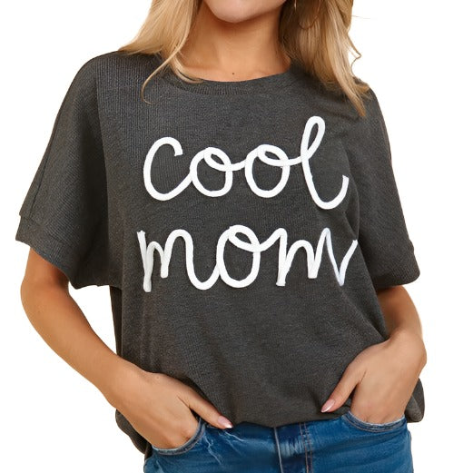 Cool Mom Pop Up Letter Knit Top