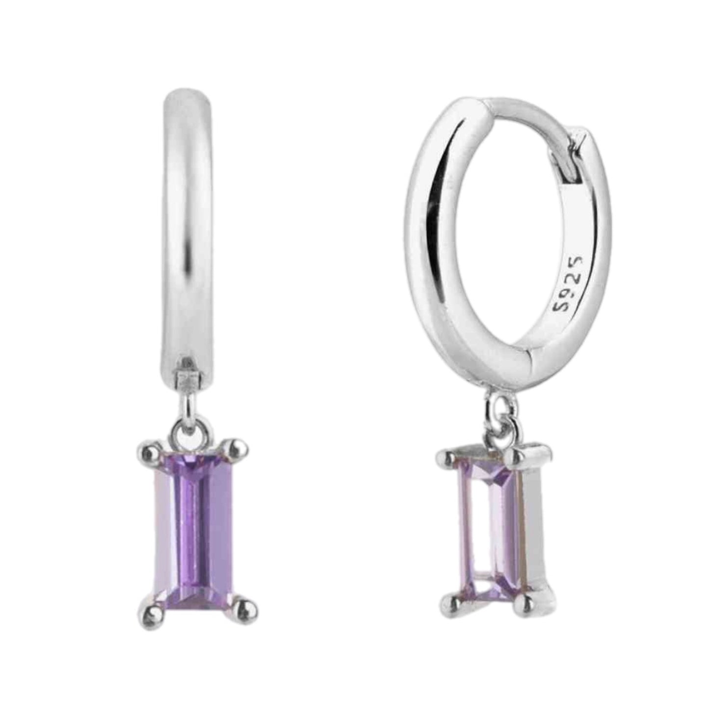 CZ Dangle Hoop Earrings