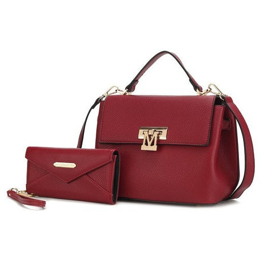 Vegan Leather Satchel Bag with Wristlet