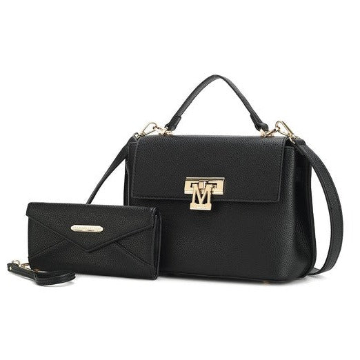 Vegan Leather Satchel Bag with Wristlet