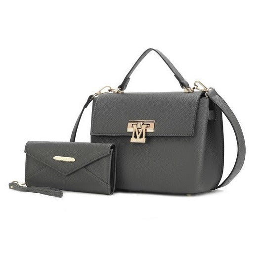 Vegan Leather Satchel Bag with Wristlet