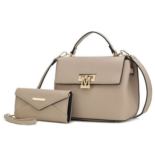 Vegan Leather Satchel Bag with Wristlet