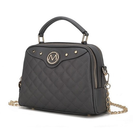 Vegan Leather Quilted Satchel Bag