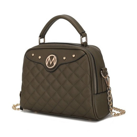 Vegan Leather Quilted Satchel Bag