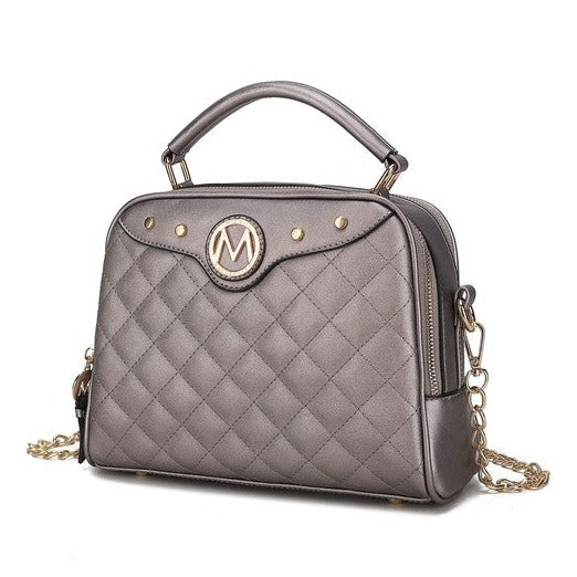 Vegan Leather Quilted Satchel Bag