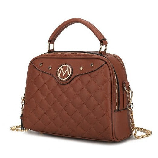 Vegan Leather Quilted Satchel Bag