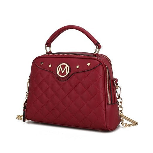 Vegan Leather Quilted Satchel Bag