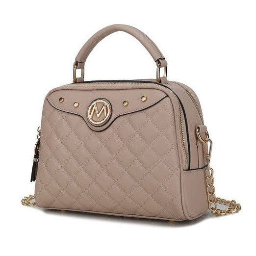 Vegan Leather Quilted Satchel Bag