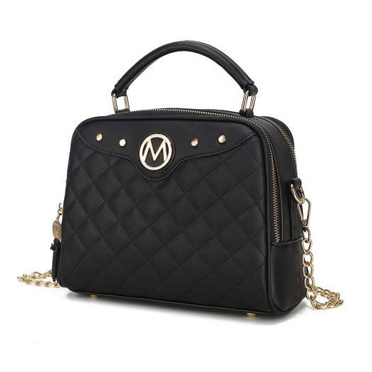 Vegan Leather Quilted Satchel Bag