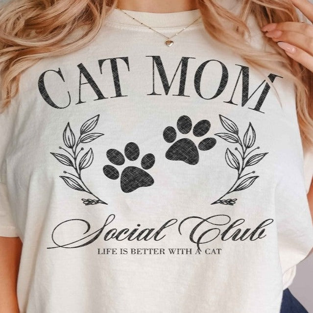 Cat Mom Social Clun Graphic Tee