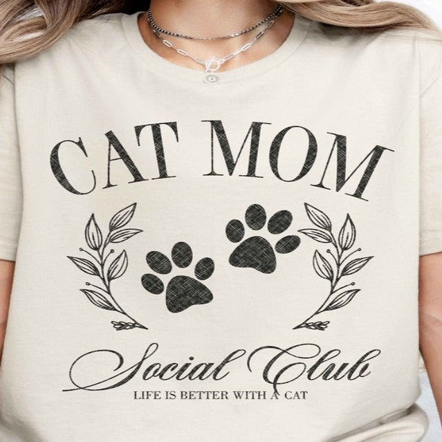 Cat Mom Social Clun Graphic Tee