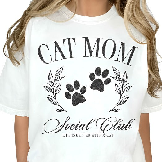 Cat Mom Social Clun Graphic Tee