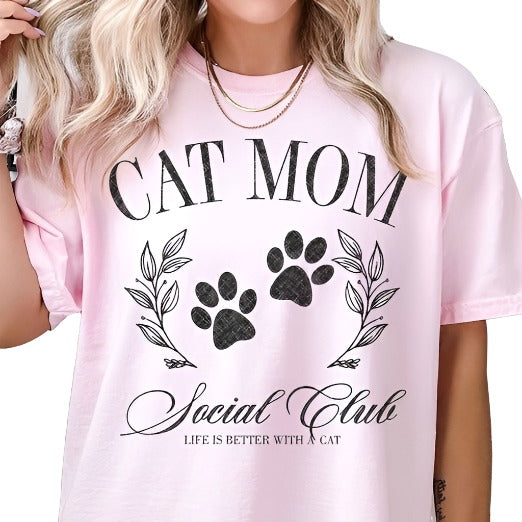 Cat Mom Social Clun Graphic Tee