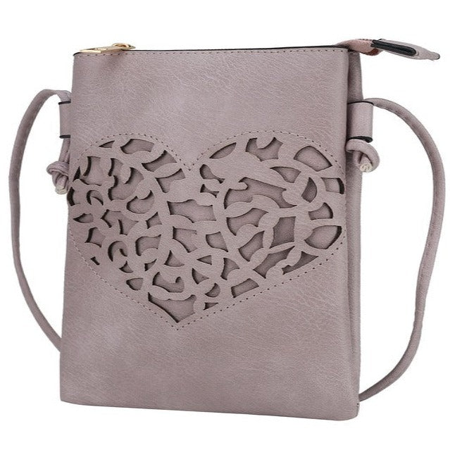 Heart Vegan Leather Crossbody Bag