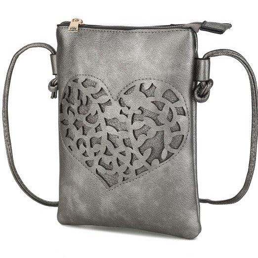 Heart Vegan Leather Crossbody Bag