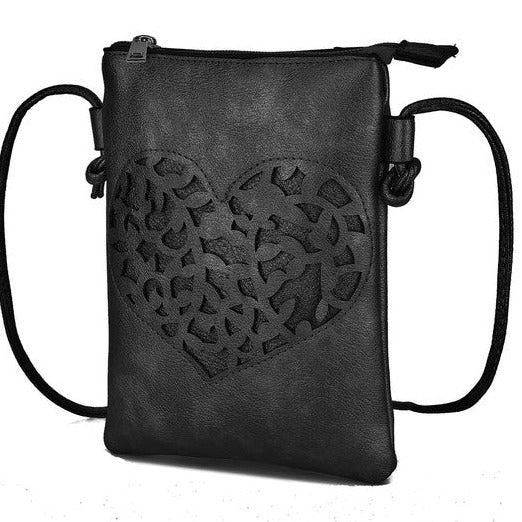 Heart Vegan Leather Crossbody Bag