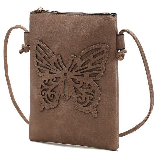 Vegan Leather Butterfly Crossbody Bag