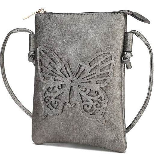 Vegan Leather Butterfly Crossbody Bag