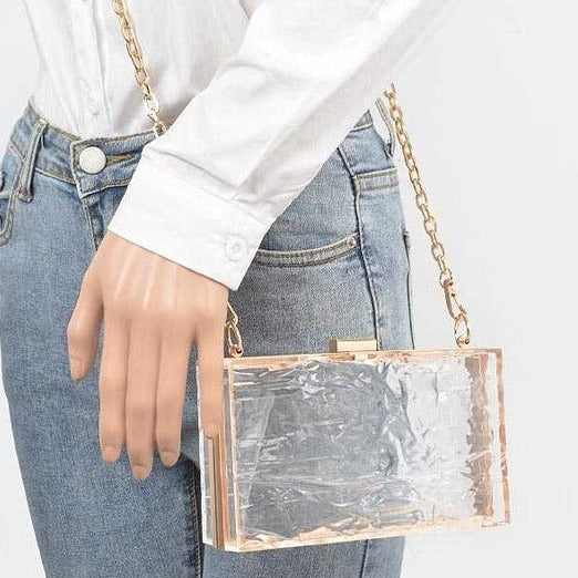 Textured Transparent Box Clutch