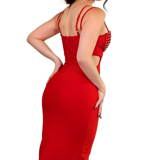 Red Bandage Midi Dress