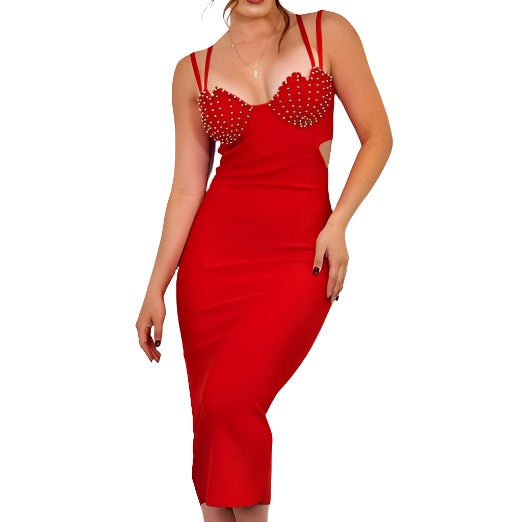 Red Bandage Midi Dress