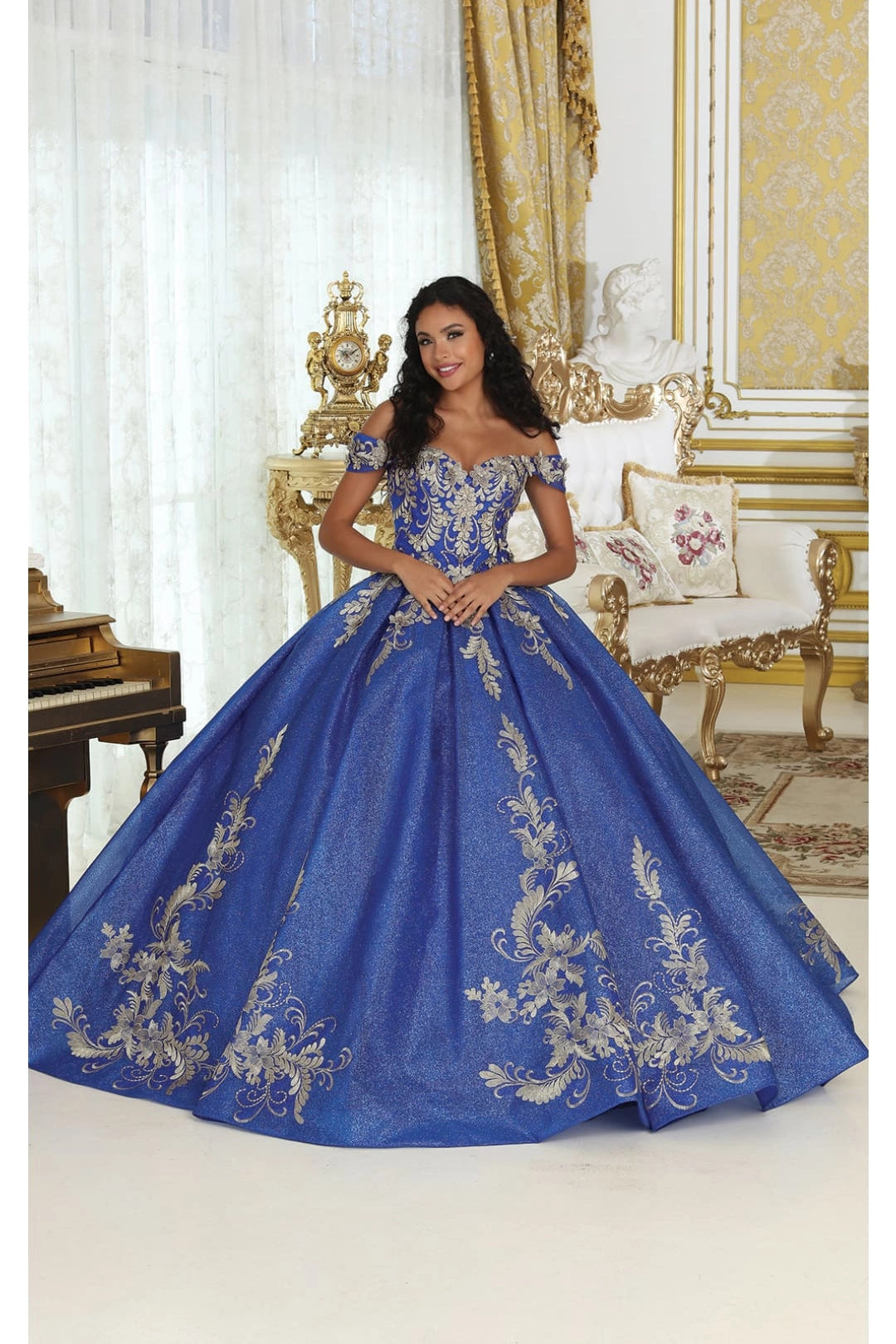 Lace Applique Off Shoulder Quinceanera Gown