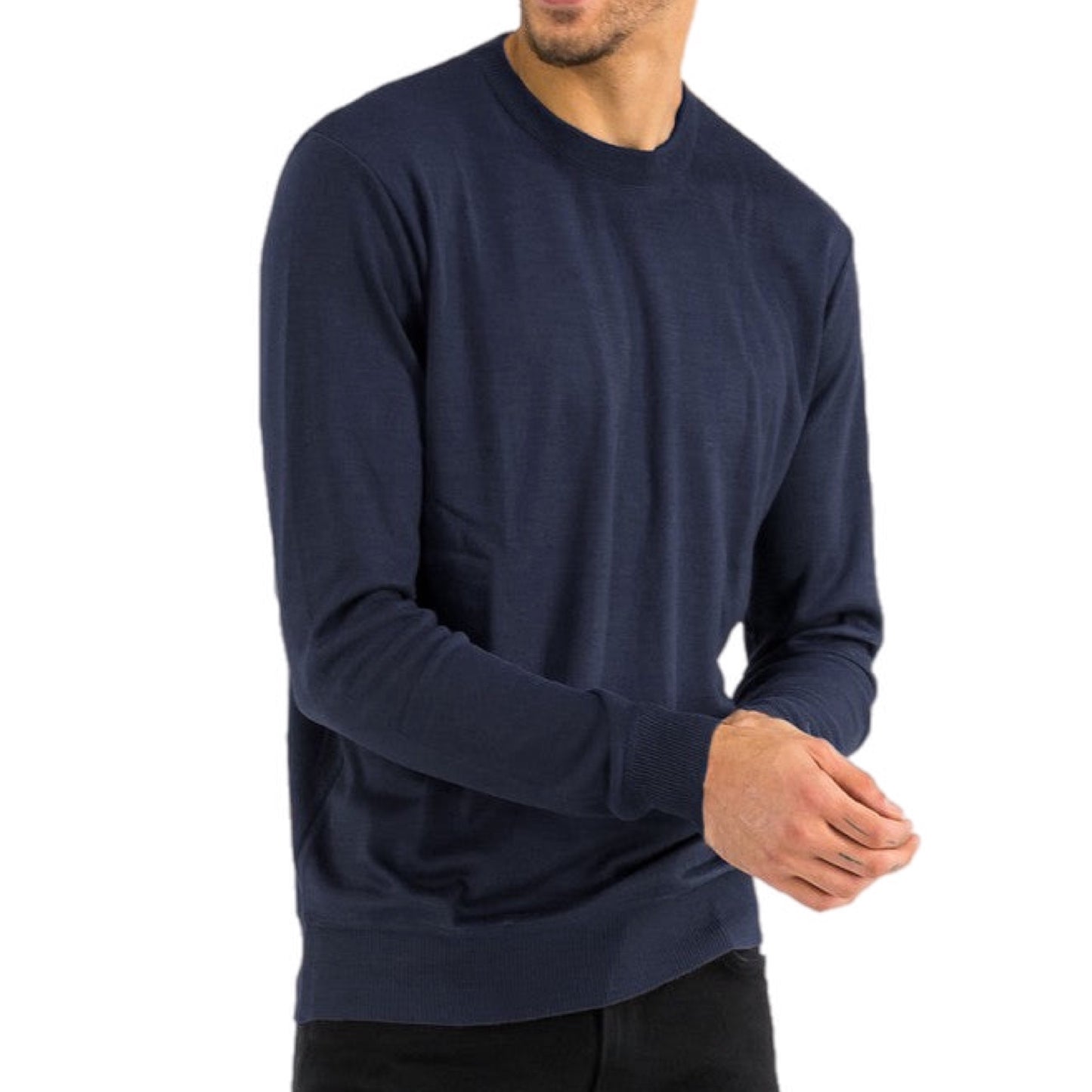 Solid Color Round Neck Sweater