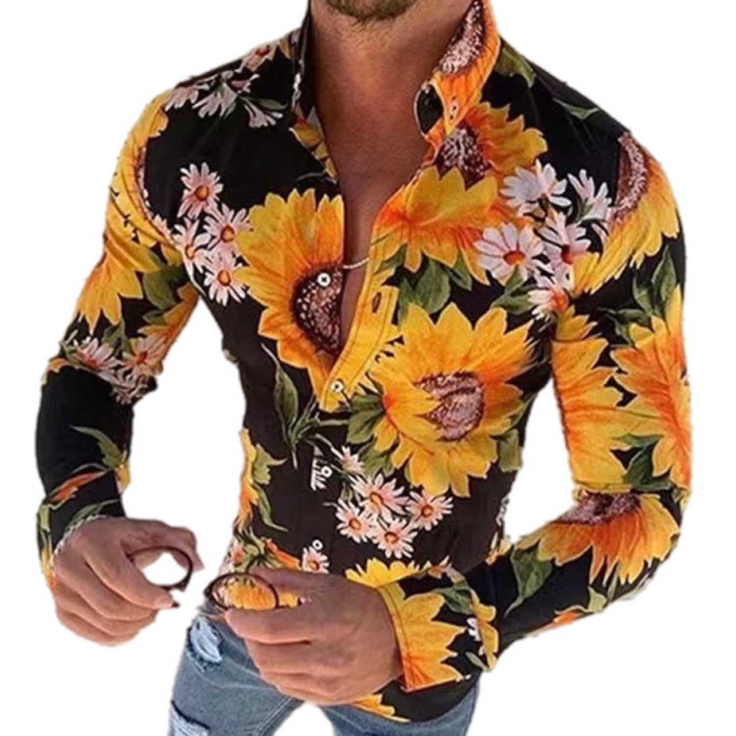 Floral Print Long Sleeve Button Up Shirt