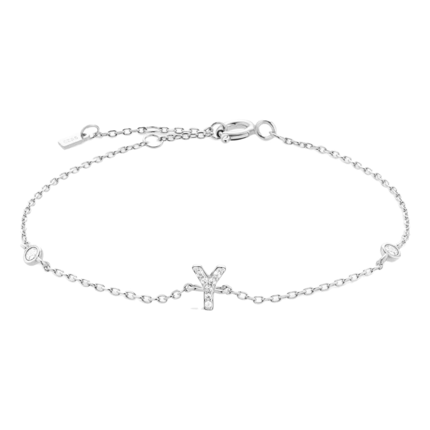 CZ Initial Charm Bracelet - V To Z