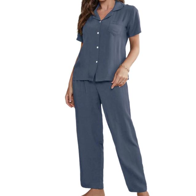 Short Sleeve Shirt, Bralette, & Pants Pajama Set