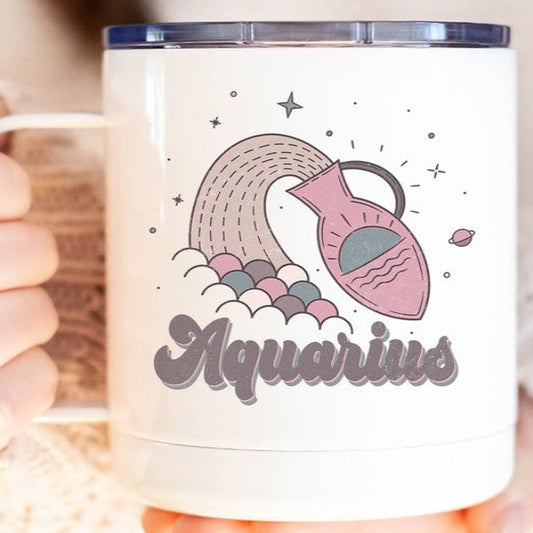 Aquarius Astrological Sign Coffee Travel Cup