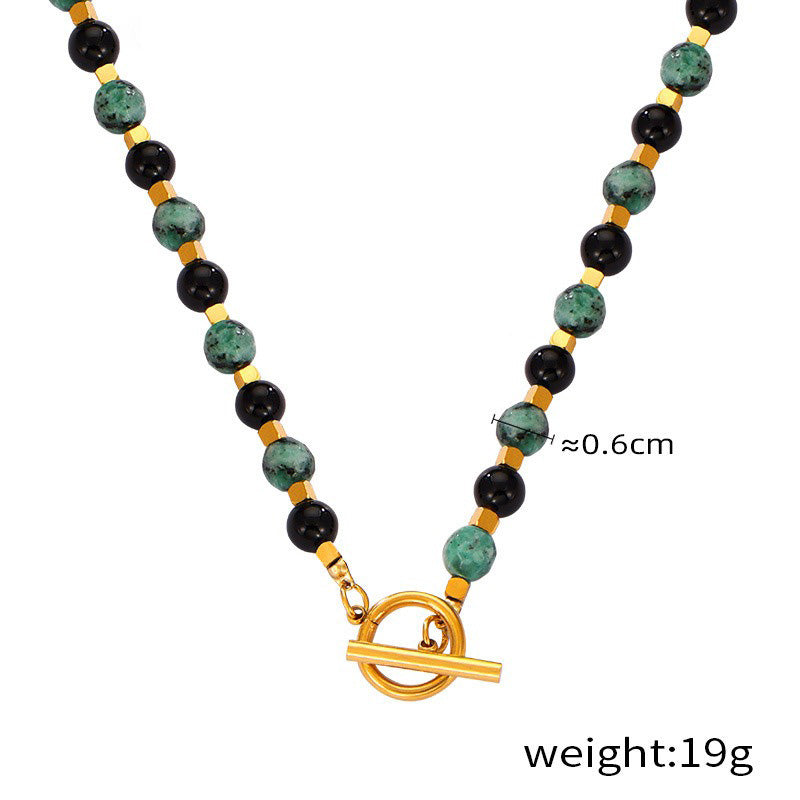 Gold Gemstone Beaded Charm Necklaces