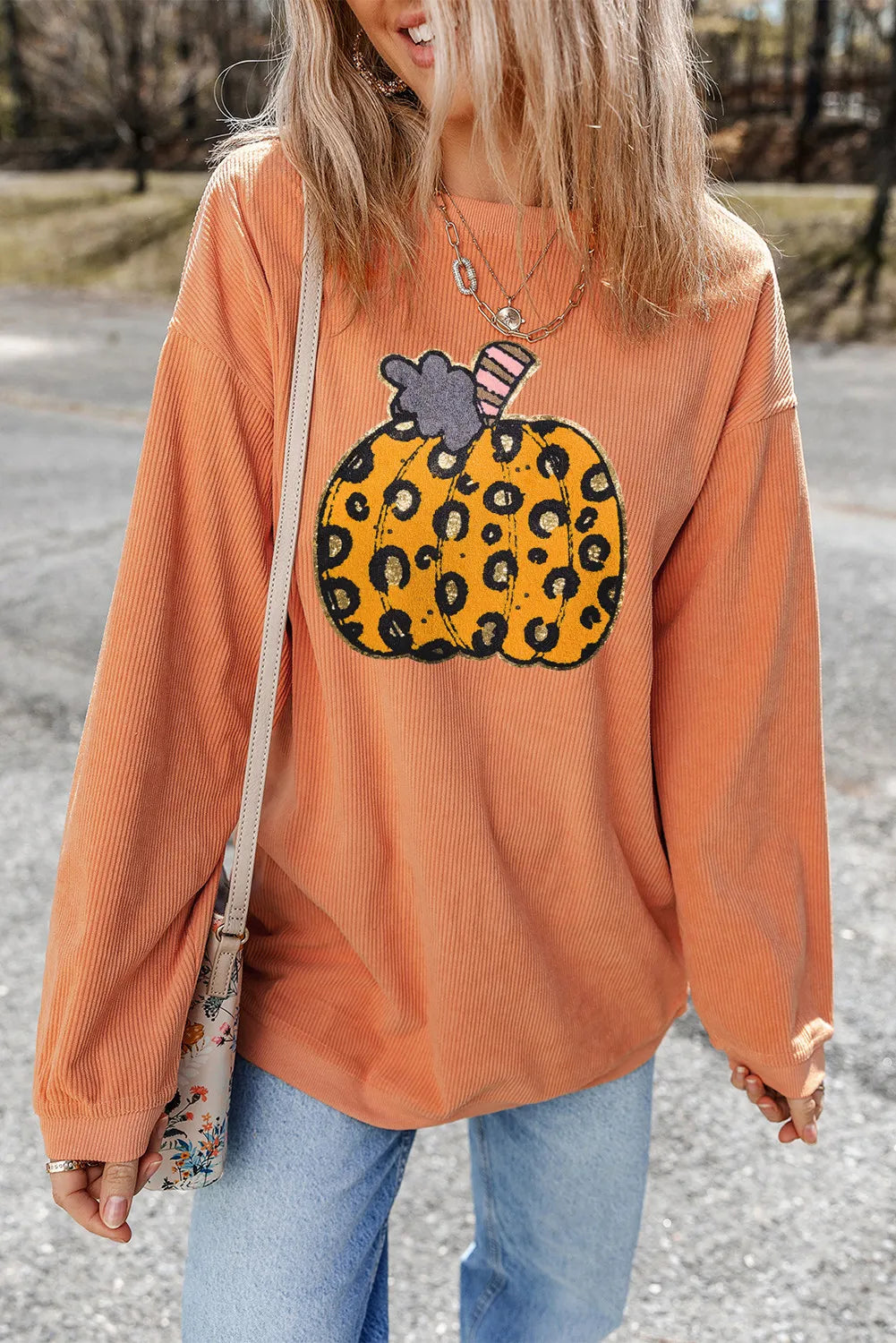 Pumpkin Round Neck Sweatshirt