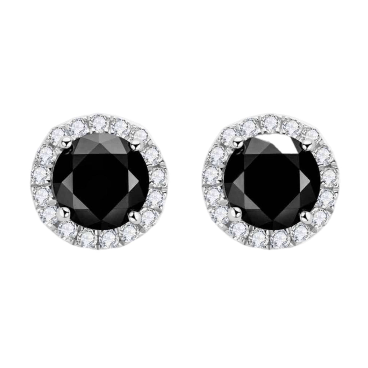 Black Moissanite Sterling Silver Stud Earrings