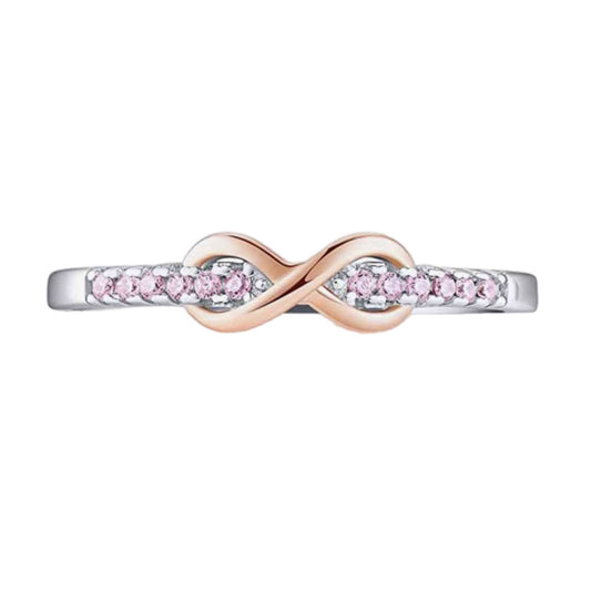 CZ Rose Gold & Sterling Silver Infinity Ring